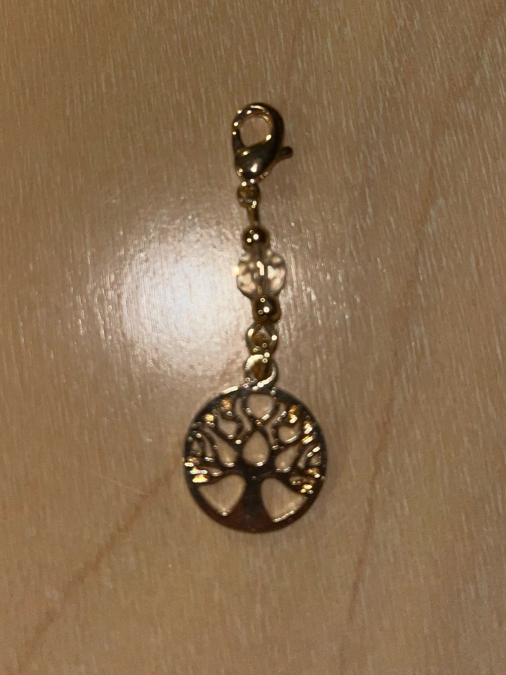 Gold Tree of Life Dangle Charm with Crystal Accent